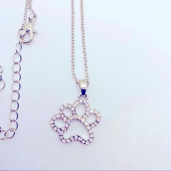 Necklace Paw Print in Rhinestones ! ADORABLE ! - Picture 15 of 15